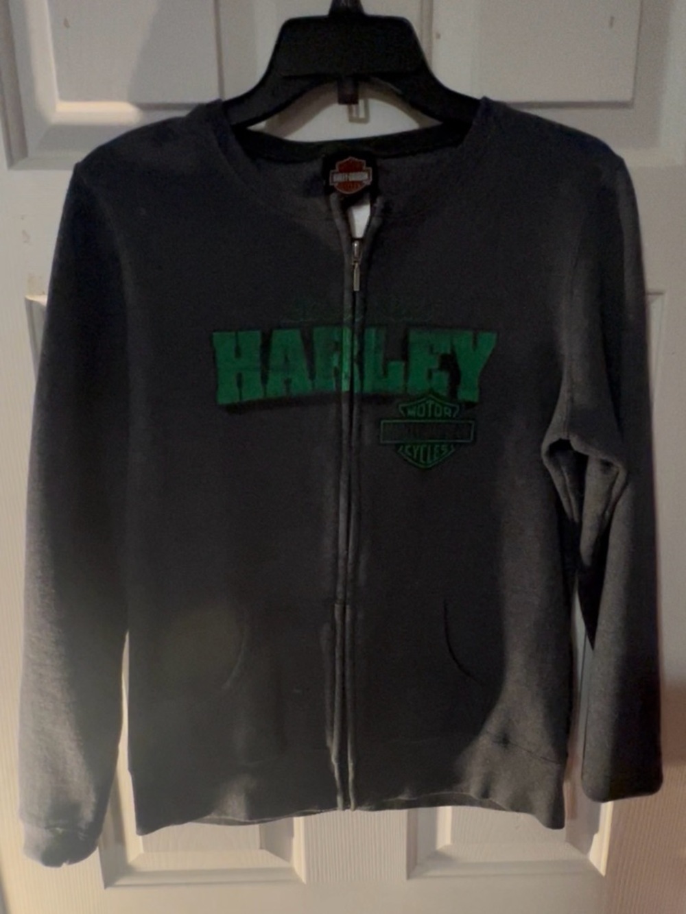 Harley-Davidson Black Zip Hoodie with Green Logo
